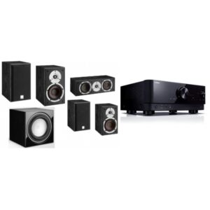 YAMAHA SISTEMA HOME CINEMA 5.1 RECEIVER RX-V4A + COLUNAS SPEKTOR 2 / SUB E-9 F  (PRETO ASH)