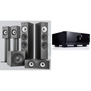 YAMAHA SISTEMA HOME CINEMA 5.1 RECEIVER RX-V4A + COLUNAS 603 S3 + 607 S3 + HTM6 S3 + ASW608 (PRETO ASH)